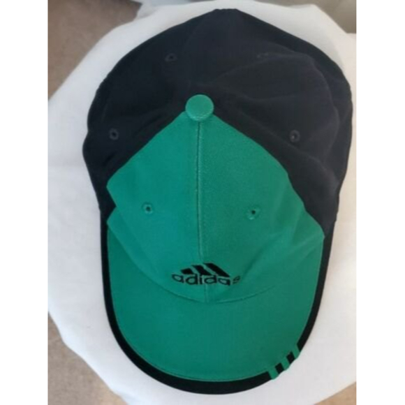 Adidas Original Unisex Black Green Golf Cap Hat Flex Clima-Cool Fit S-M EUC - Picture 2 of 6